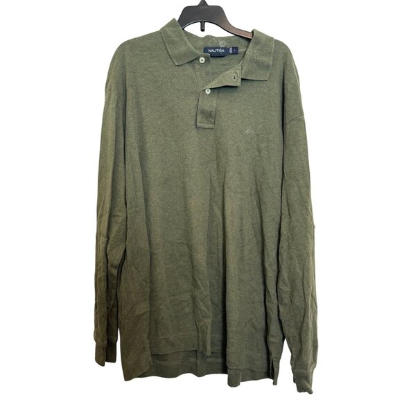 Nautica Other - Nautica Mens Green Polo Shirt L Long Sleeve Cotton